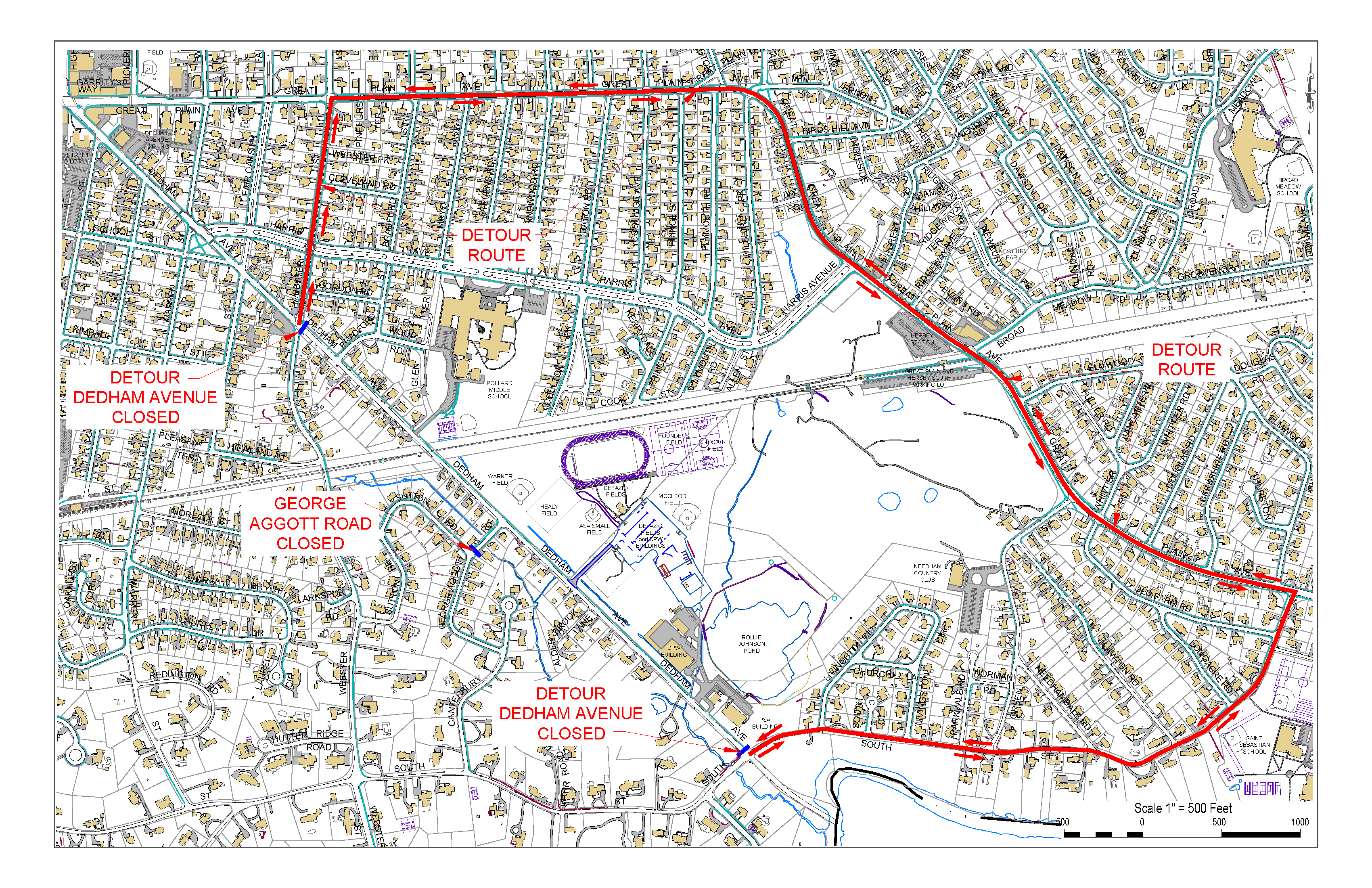 Dedham Avenue Detour Route Lndscp-11x17